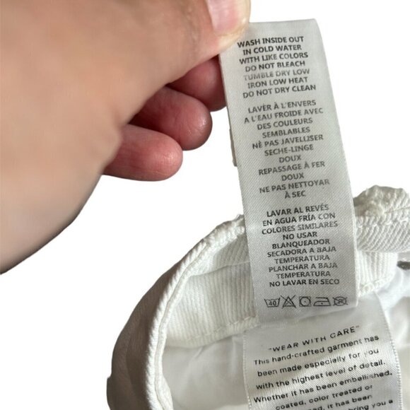 GOOD AMERICAN Good 90s Duster White Distressed Straight High Rise Jeans US 10/30 - Picture 4 of 6